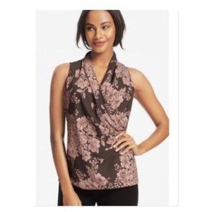 Cabi pink and gray floral top